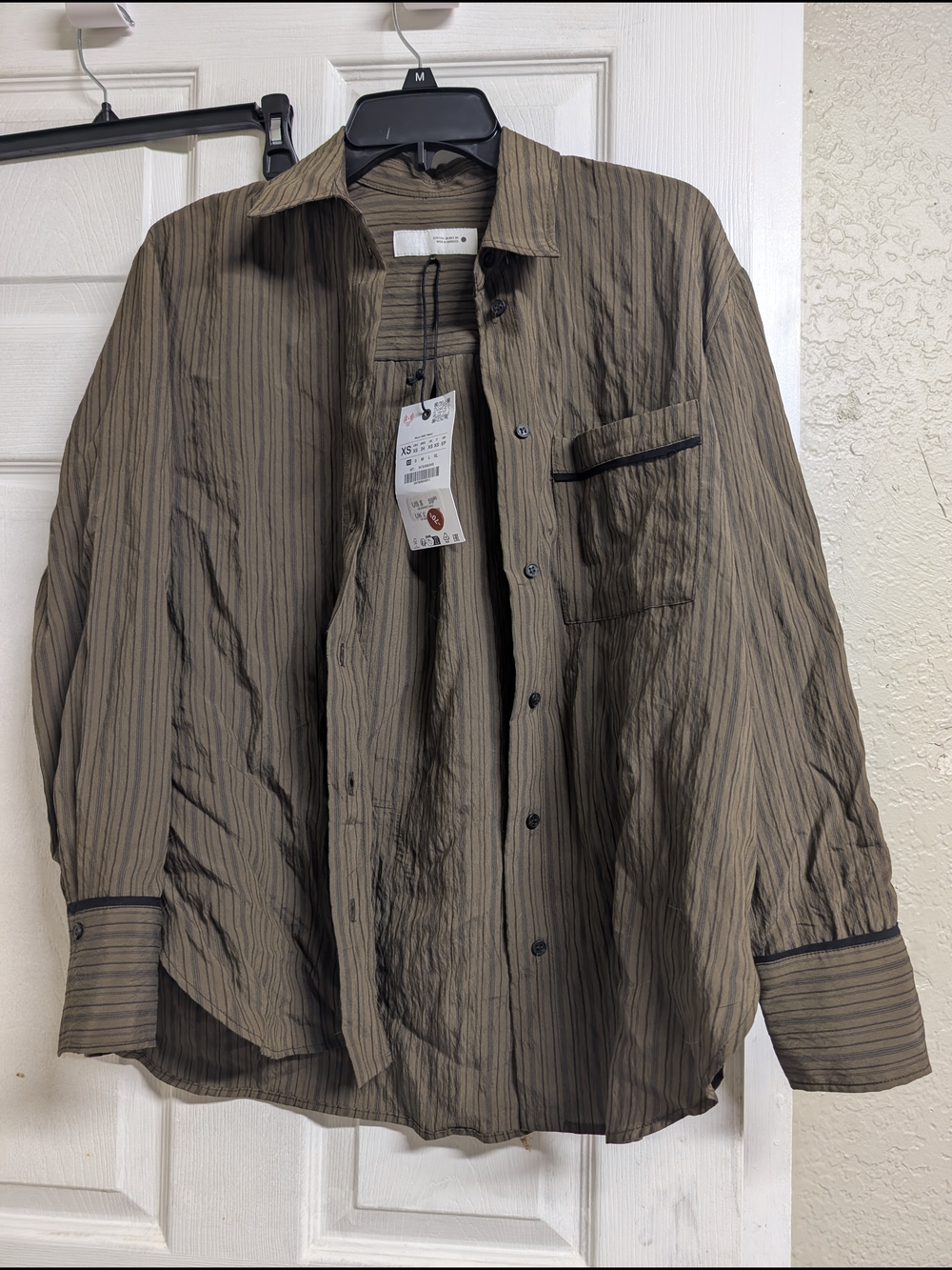 Women's Striped Relaxed Button-Up Shirt - Brown